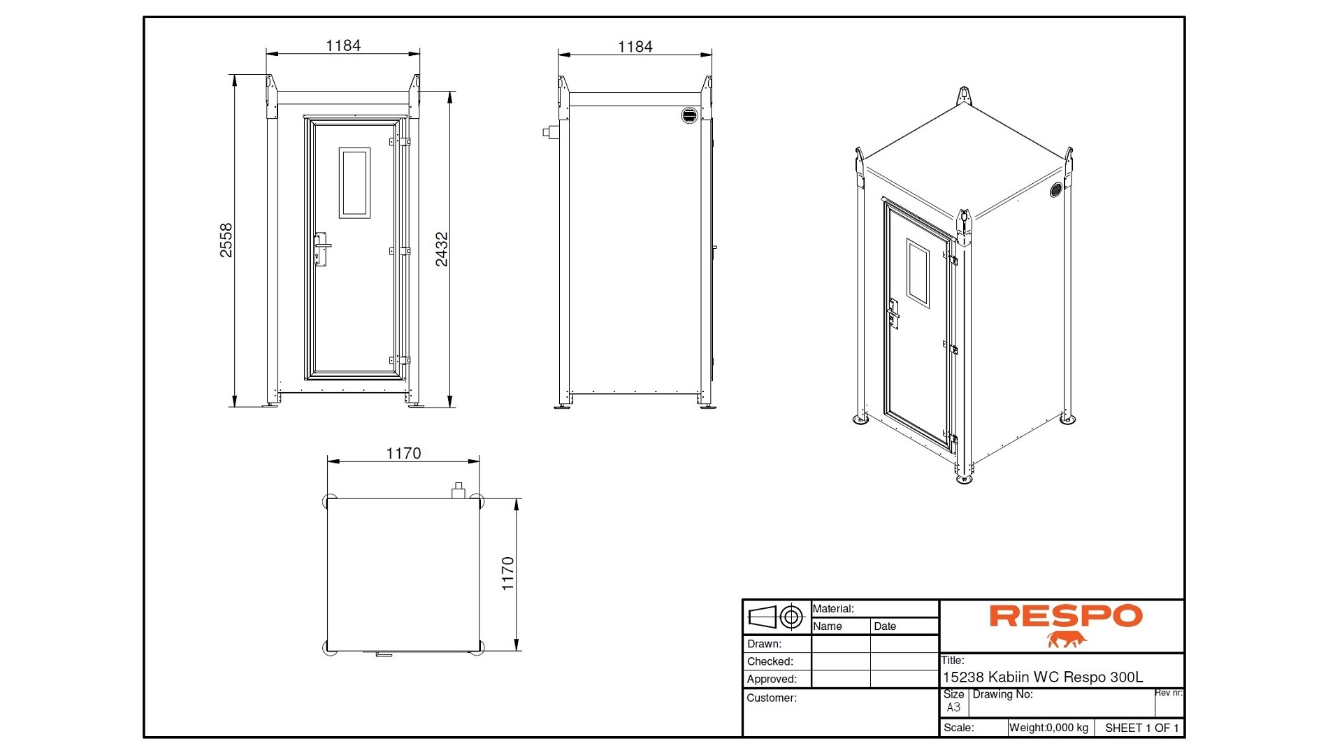 Portable toilet 300L