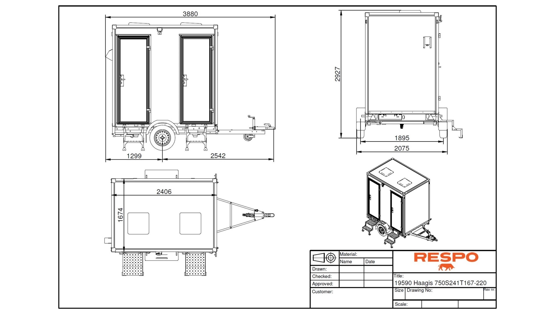 Mobile double 300L toilet