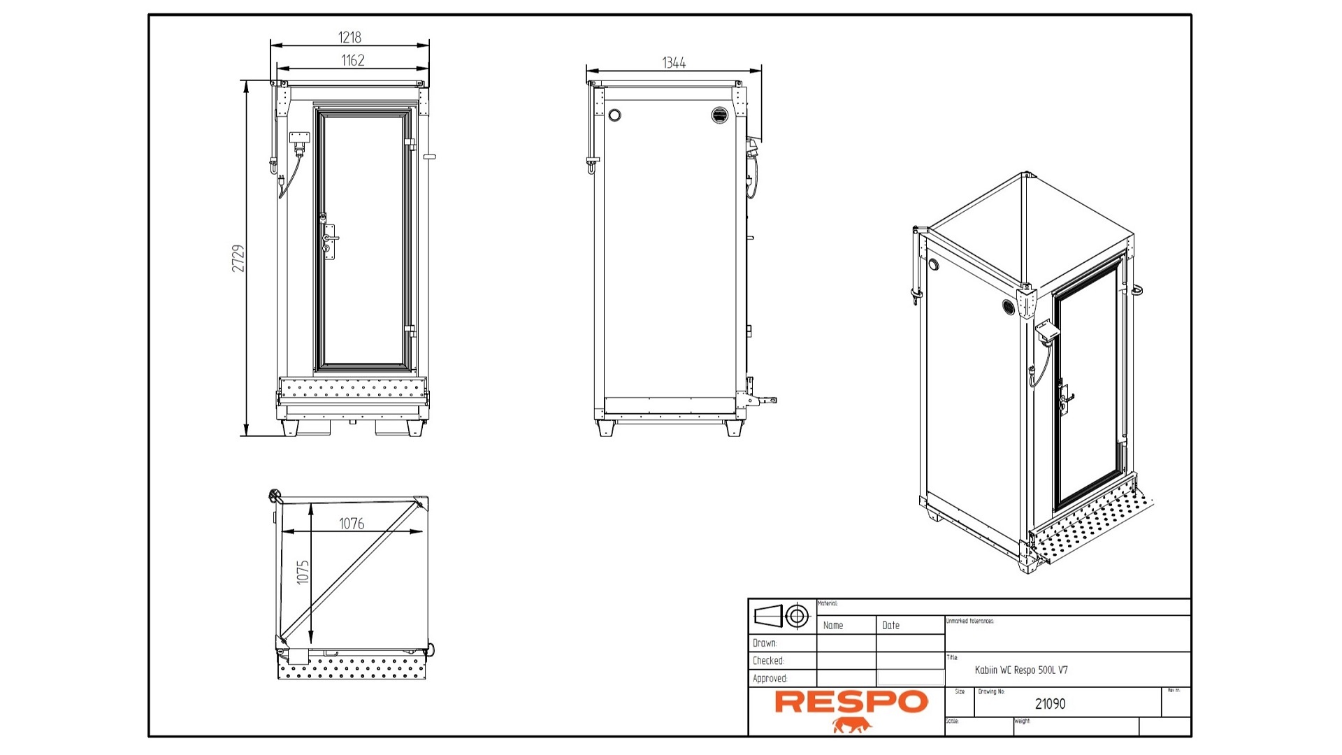 Portable toilet 500L