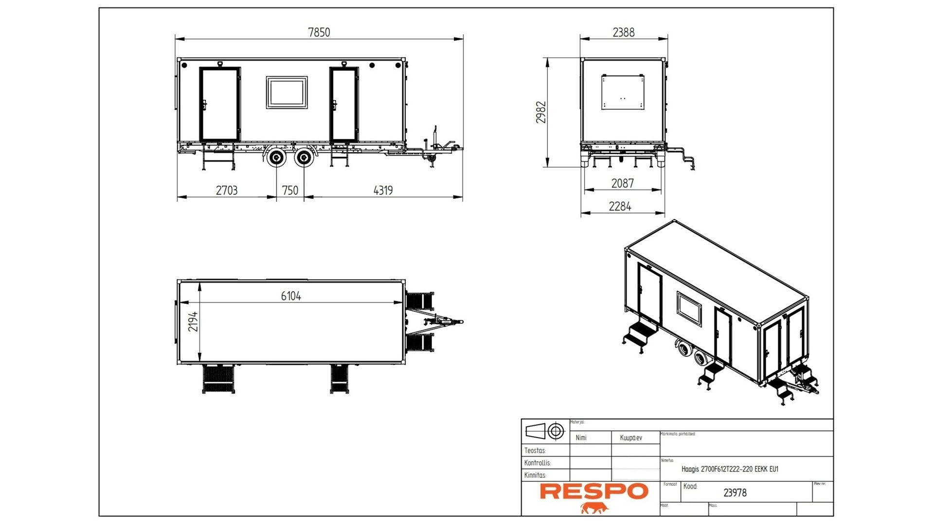 2700F612T222 Du darbo kambariai